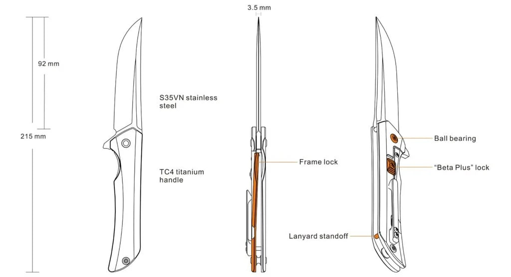 Ruike M121-TZ Titanium pocket knife